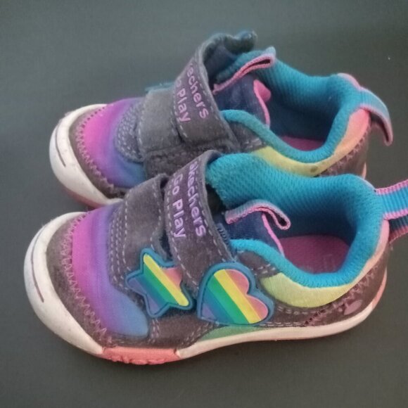 Sketchers- rainbow baby shoes size 5. - Picture 1 of 4